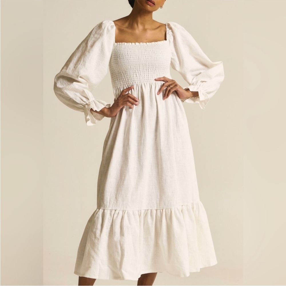 Nothing Fits But Elegant Long Sleeve White Dress